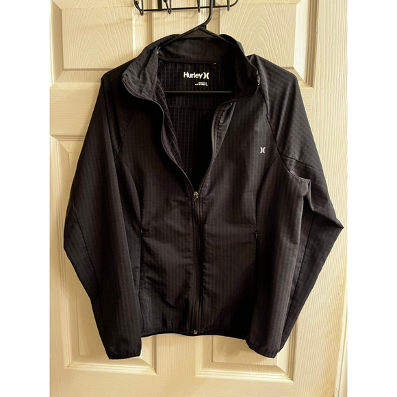 HURLEY~ BLACK BOMBER JACKET~LIGHTWEIGHT~LG - Picture 2 of 10